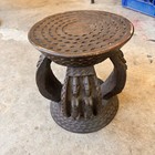 African Dogon Wood Stool Figured Legs Mali