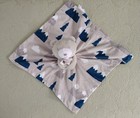 Teddy Bear Lovey 15 x15  Gray Blue White Security Blanket 2021 Baby Essentials