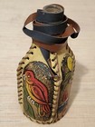 Glass Bottle  caneka  Wrapped In Leather With Puerto Rico Design Pr Flag Parrot 