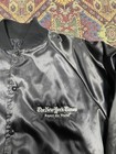 Vintage 90s The New York Times Satin Jacket Black Embroidered Snap Bomber Large