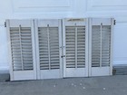 Vintage Bi-fold Wood Louvered Panel Window Shutters Painted White Rustic 35     20