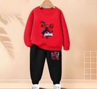 Boys Cartoon Hoodie Set 2pcs Pullover   Pants Spider Print Kids Outfit 2-8y