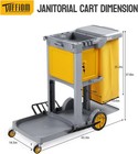 Grey Rolling Janitorial Cart With Key-locking Cabinet With Yellow Vinyl Bag