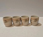 Set Of 4 Vintage Japanese Ceramic Sake tea Cups Handpainted Crane In Flight