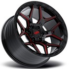 20x10 Off-road Monster Wheels M40 Gloss Black With Candy Red Milled Rims  4pcs 