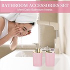 2pcs Bathroom Accessories Set pink Soap Dispenser And Toothbrush Holder