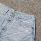Levis 501 Shorts Womens 33 Blue Denim Button Fly Cutoff Distressed Mom High Rise