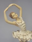 Elegant Ballerina Figurine White Gold Ballet Dancer Statue Vintage Style