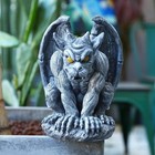 Large Winged Gargoyle Statue With Solar Lights Outdoor Decor  Sitting Gargoyle