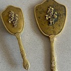 Vintage Gold-plated Handheld Mirror   Brush Vanity Set