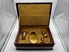 Miniature Arabic Middle Eastern Brass Tea coffee Set W  Embroidered Carrier