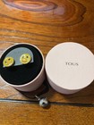 Tous Smile Earrings 925 Sterling Silver Yellow Gold Round Stud Jewelry D966