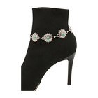 Women Ethnic Silver Metal Boot Chain Bracelet Shoe Flower Charm Bling Addition