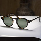 Retro Round Polarized Sunglasses Johnny Depp Eyeglasses Mens Tortoise G15 Lenses