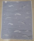 Pottery Barn Kids Blue White Whale Knit Baby Blanket Security Lovey Nautical