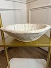 Vtg Wood Decorative Round Bowl Rustic Hand Carved Farmhouse Decor