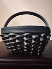 Vintage  Small Native American Passamaquoddy Maine Dyed Curly Handled Basket