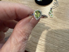 Vintage 925 Ring  Earrings Necklace Set Peridot Diamonds Not Real But Looks Real
