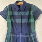Burberry London Dress Jumper Girls L Blue Black Plaid Pleated Short Sleeve