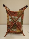 Vintage Knitting Stand Up Cloth Bag Folding Wood Sewing Yarn Craft Basket