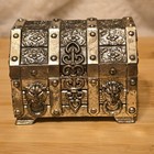 Vintage Small Art Nouveau Metal Treasure Chest Jewelry Trinket Box  Lion - Japan