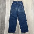 Vtg 40s 50s Side Zip Dark Blue Western Denim Single Pocket Carpenter Jeans 27x28