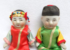 Vintage Miniature Chinese Asian Bisque Porcelain Boy   Girl Dolls   4 