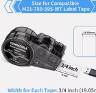 For Bmp21 Label Cartridge M21-750-595-wt Black white Vinyl 3 4  X21 