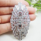 Woman s Vintage Buckle Crown Flower Brooch Pin Clear Rhinestone Crystal 