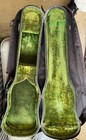 Antique Wood Violin Case Coffin Style Green Marble Paper Lined 33 X 10 X 6 