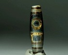 Pre-1800s Indo tibetan Old Agate Double Sakor Namkor Dzi Bead 13 44mm