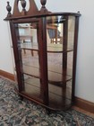 Vintage Ferguson Curio Wall Hanging Curved Glass Cabinet Mirror Display Case 