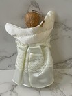 Vtg Christmas Tree Topper Ornament Angel W  Wings Holding A Light White Dress