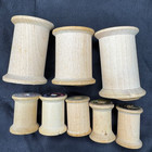 Lot Of 8 Vintage Wooden Sewing Thread Empty Spools With Labels