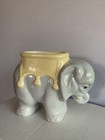 Vintage Ceramic Small Grey Planter Circus Elephant Dated 1977 And Signed Mary