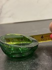 Green Art Glass Hand Blown Round Ashtray 4 In Glossy Decorative