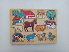 Farm Animals Wooden Peg Puzzle  11 75  X 8 5  Board With 11 Pcs 