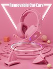 Pink Gaming Headset With Detachable Cat Ears  Compatible With Ps4 Ps5 Xbox On   