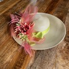 Dee   s Louisville Kentucky Derby Fascinator Wide Brimmed Hat Equestrian Pink Oaks