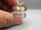 Rare Vintage Pill Box Antique Made Of Glass And Brass With Mother-of-pearl   