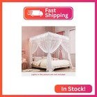 Mengersi Princess 4 Corners Post Bed Curtain Canopy Mosquito Netting  white  Twi