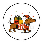 Dachshund Weiner Dog Holiday Stickers Labels Tags Christmas Round Envelope Seals