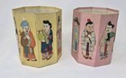Vintage Chinese 8 Immortals Octagon Collapsible Box Containers Hong Kong 