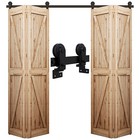 3ft-12ft Bifolding Sliding Barn Door Hardware Kit For 2 4 Wooden Doors top Mount