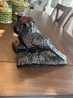 Wales Japan Vintage Black   Gold Mid-century Ceramic Pheasant Figurine 1960s    