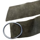Vintage Olive Suede Belt With Silver-tone O-ring Buckle Adjustable