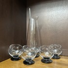 Morgantown Oddball Cocktail Set Pitcher Stirrer 4 Glasses Black Base Mcm Vtg