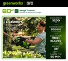 Greenworks - 80-volt 26-inch Cordless Brushless Hedge Trimmer With  1  2 0ah    