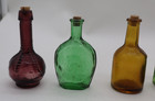 Lot Of 7 Vintage Colored 3  Mini Bottles  1970 s Reproductions With Corks