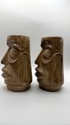 Pair Vintage Omc Otagiri Style Bug-eyed Moai Tiki Mugs Brown Ceramic 6   